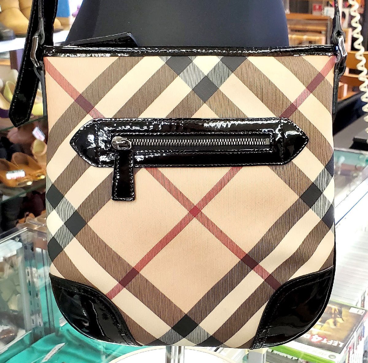 良品 バーバリー BURBERRY ノバチェック ショルダー バッグ PVC 