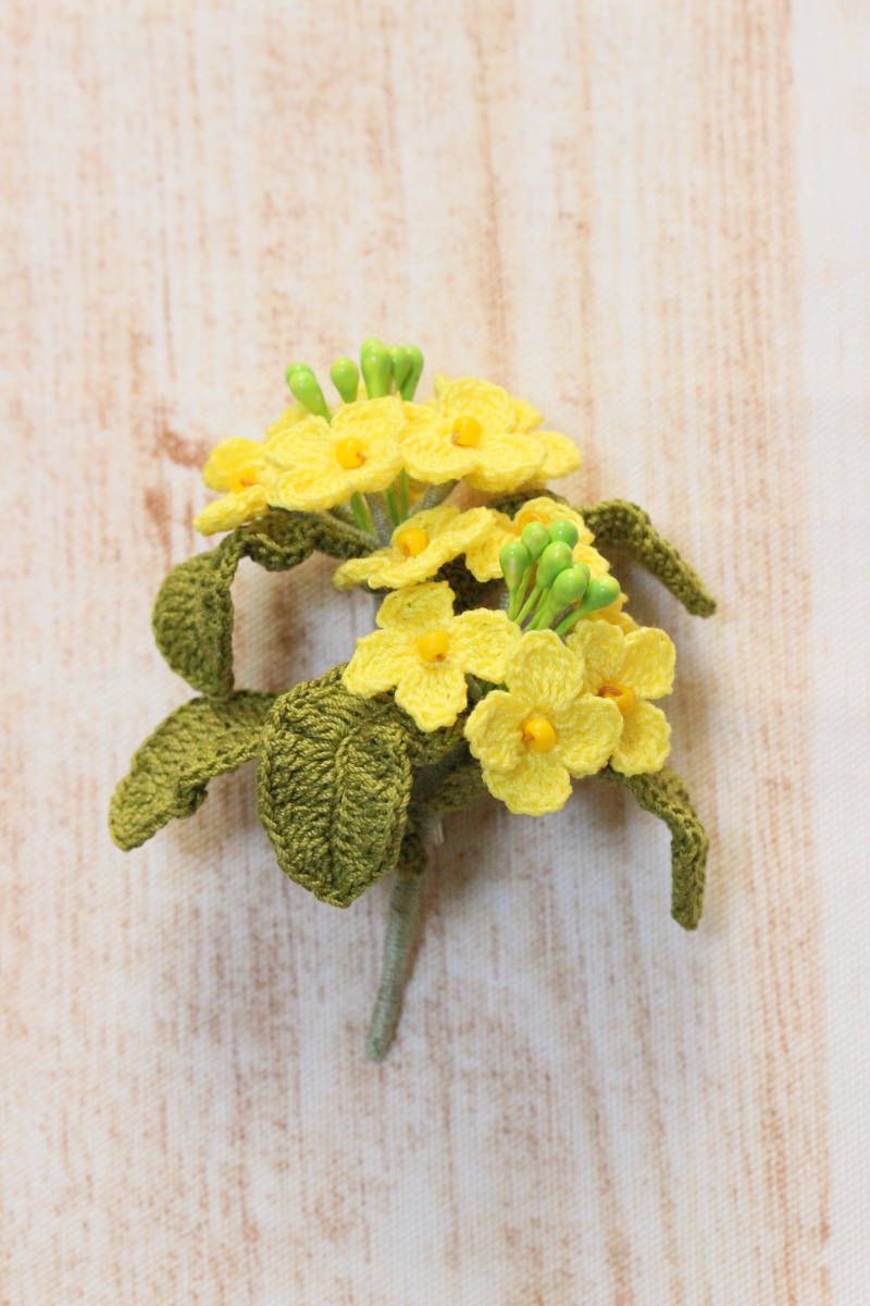 ハンドメイド　レース編み　★菜の花のブローチ ★_1