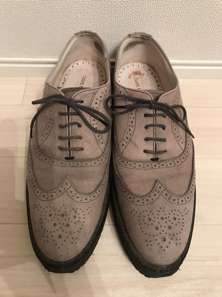 定価5.6万！希少 廃盤品 foot the coacher フットザコーチャー ヌバックレザー ウイングチップ ラバーソールシューズ 8 グレー 26〜27cm