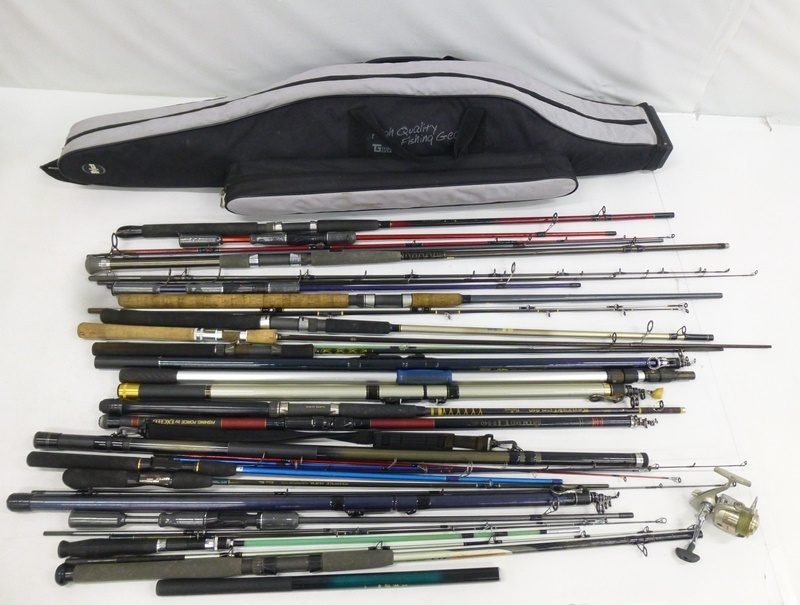 01 20-479189-30 ★ [S] Daiwa ダイワ 剣崎 30号 210 硬調 天流 450 センサーカレイ 30-210 他 釣り竿 大量 まとめ ケース リール付き 札20