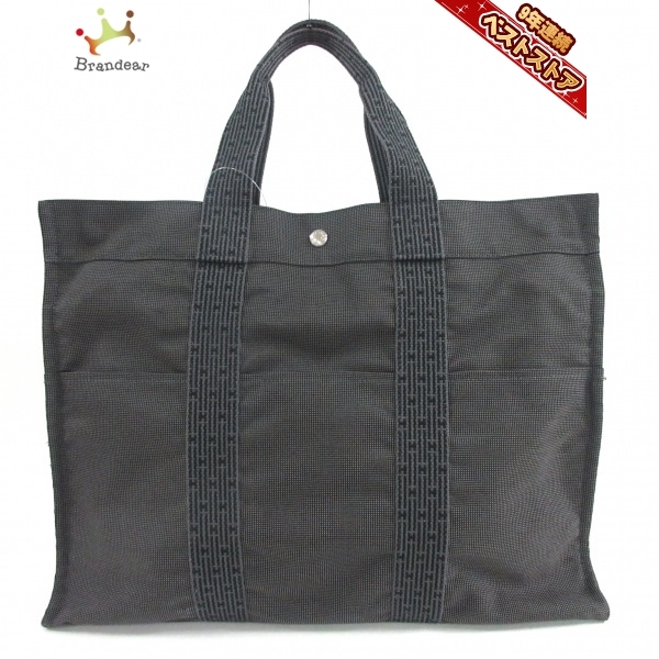  エルメス HERMES ハンドバッグ エールライントートGM ポリアミド&times;ポリエステル 黒&times;ダークグレー 旧型金具/シルバー金具 バッグ(かばん、バッグ)｜売買されたオークション情報、yahooの かばん、バッグ