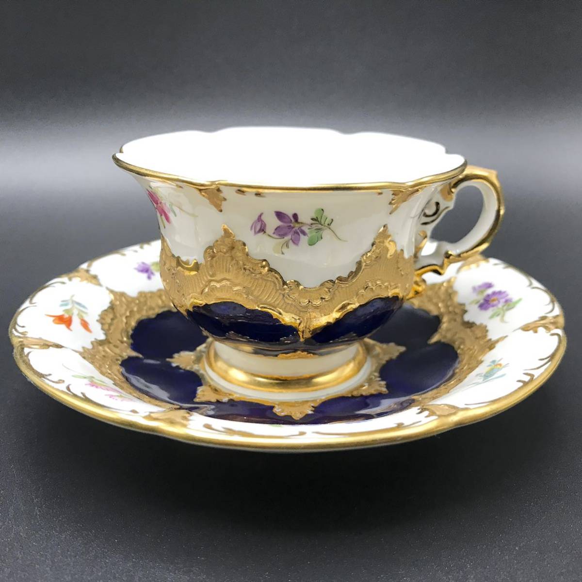 マイセン Meissen  グランツゴールド Bフォーム 希少 マイセン MEISSEN Bフォーム コバルト カップ＆ソーサー グランツ