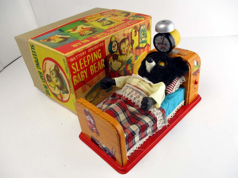Line Mar/ヨネザワ 1950年代製 SLEEPING BABY BEAR 完動美品 長さ約