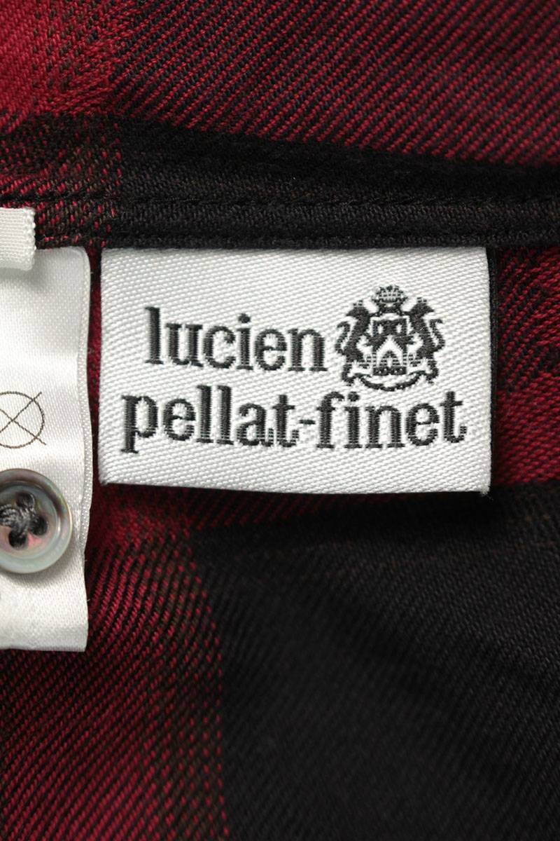 ルシアンペラフィネ lucien pellat-finet サイズ:M スカルチェック長袖シャツ レッド×ブラック【3040】【99】 lucien pellat-finet ルシアン pellat-finetADDICT CLOTHES フロントダメージ