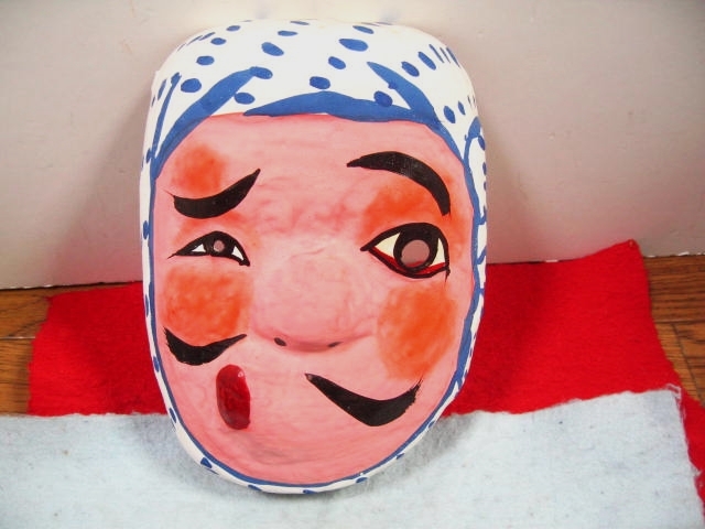 ひょっとこ お面 木彫り 江戸古美術 コレクター放出 旧家蔵出し 骨董 珍品