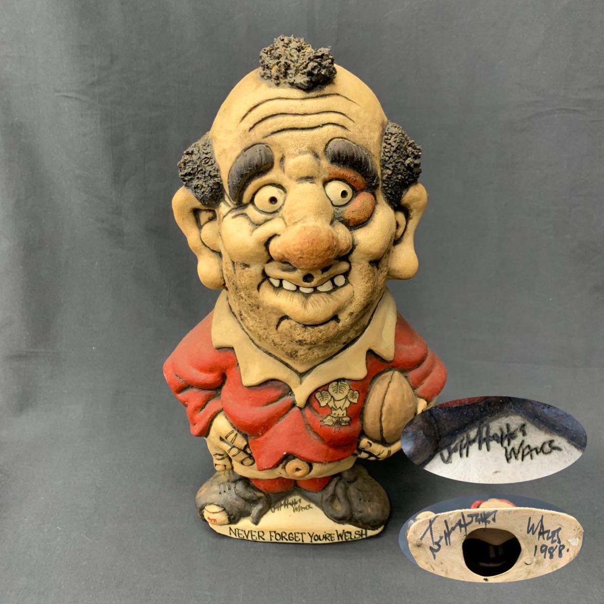 Y□珍品□ John Hughes ジョン・ヒューズ 陶器人形 ラグビープレイヤー 
