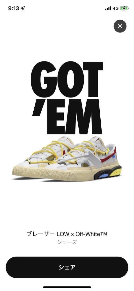 29.0cm NIKE×OFF-WHITE Blazer Low 77 White and University Red オフ  