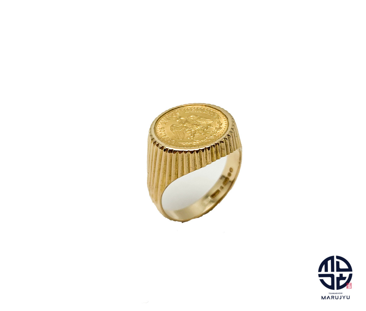 375刻印 K9 9金 DOSコイン メキシコ2ペソ金貨 1945年 K21.6 21.6