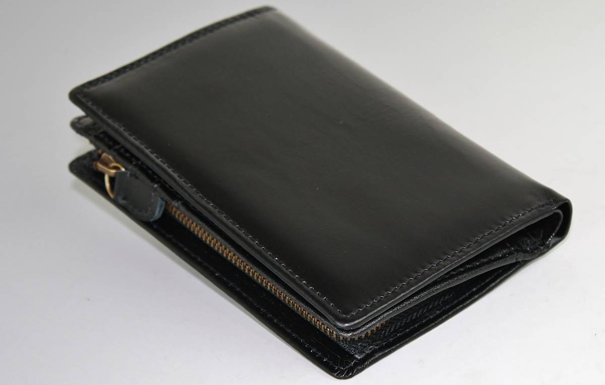 ★超限定早いもの勝ち★3点限りの在庫処分特別価格★送料無料★新品★ポケットスッポリ！牛革ミドルラウンド小銭付きショートウォレットBK