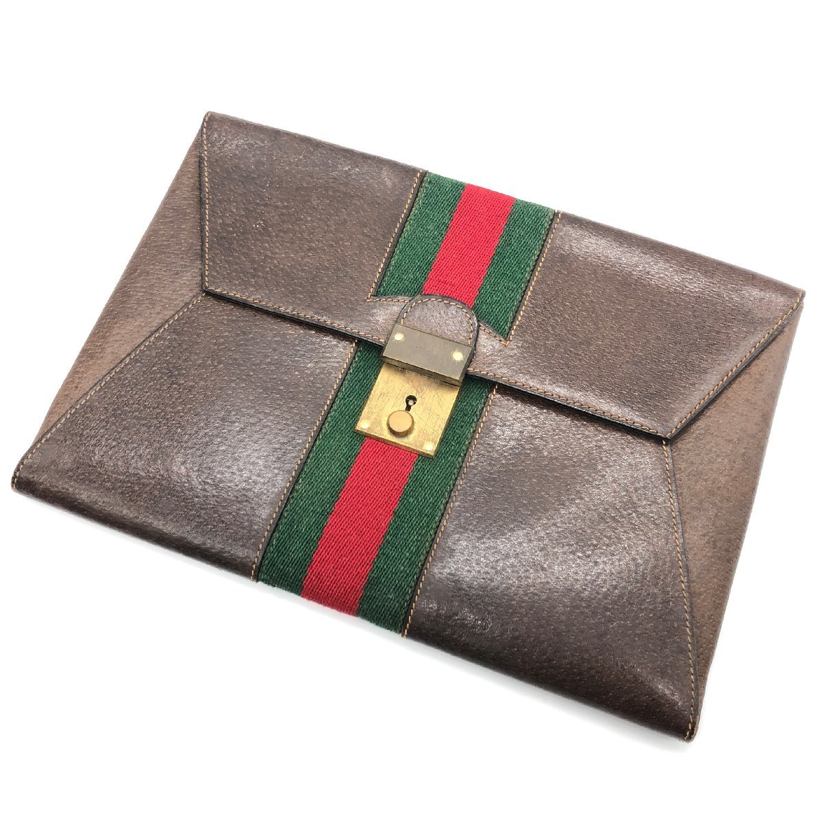 全国無料，お買い得 GUCCI グッチ シェリーライン クラッチバッグ ハンドバッグ ヴィンテージ レザー ブラウン(かばん、バッグ)｜売買されたオークション情報、yahooの商品情報をアーカイブ公開 - オークファン かばん、バッグ