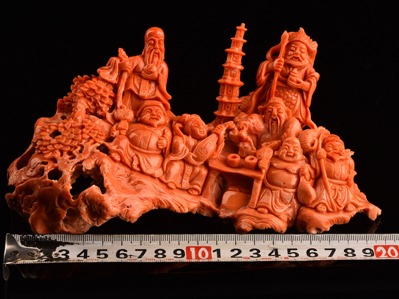 流 古美術品 珊瑚彫刻七福神置物 重量665g KG348の入札履歴 - 入札者の順位
