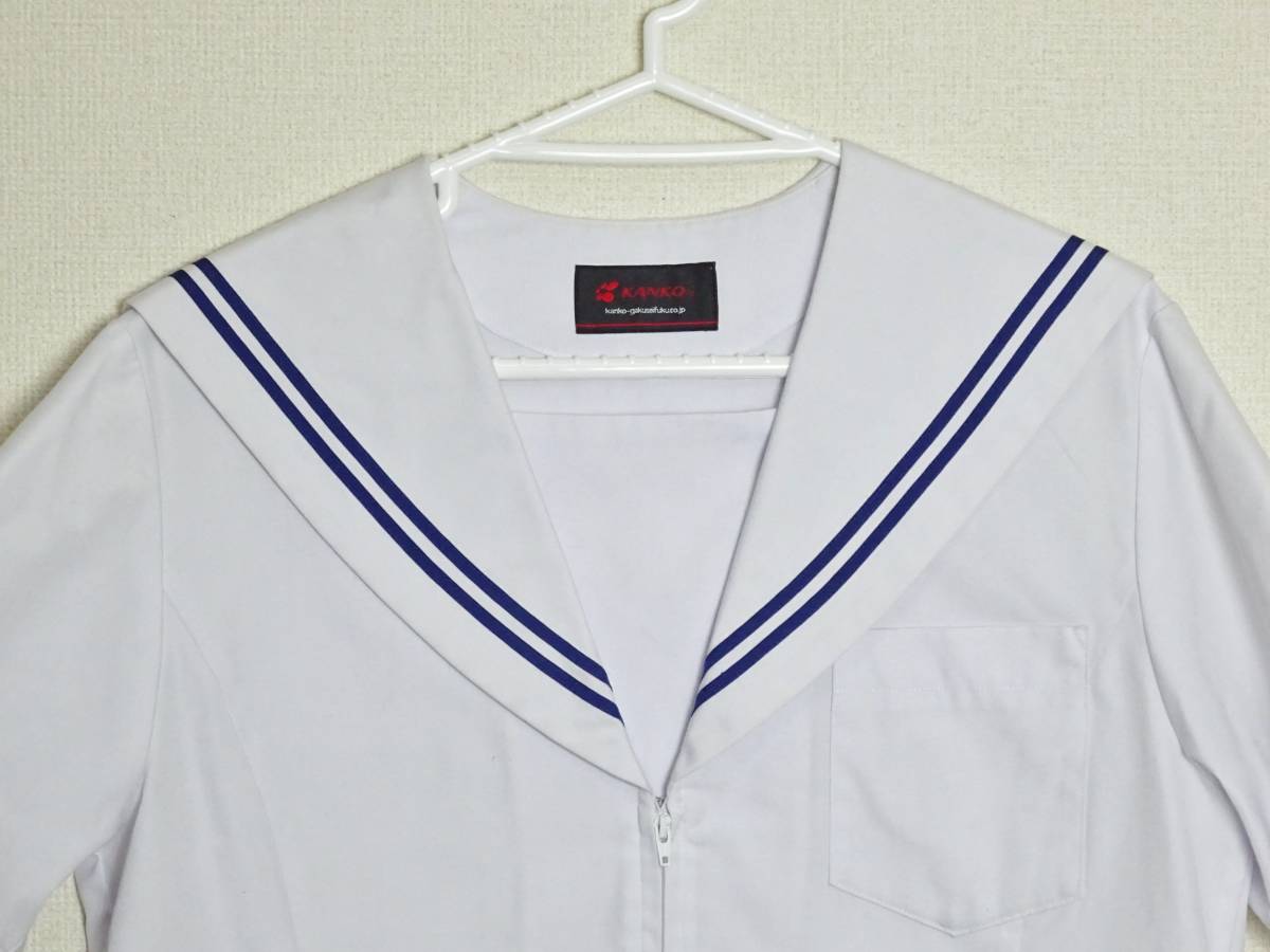 □コスプレ衣装□（W0336）セーラー服 夏服 青2本線 半袖 170A 上着 