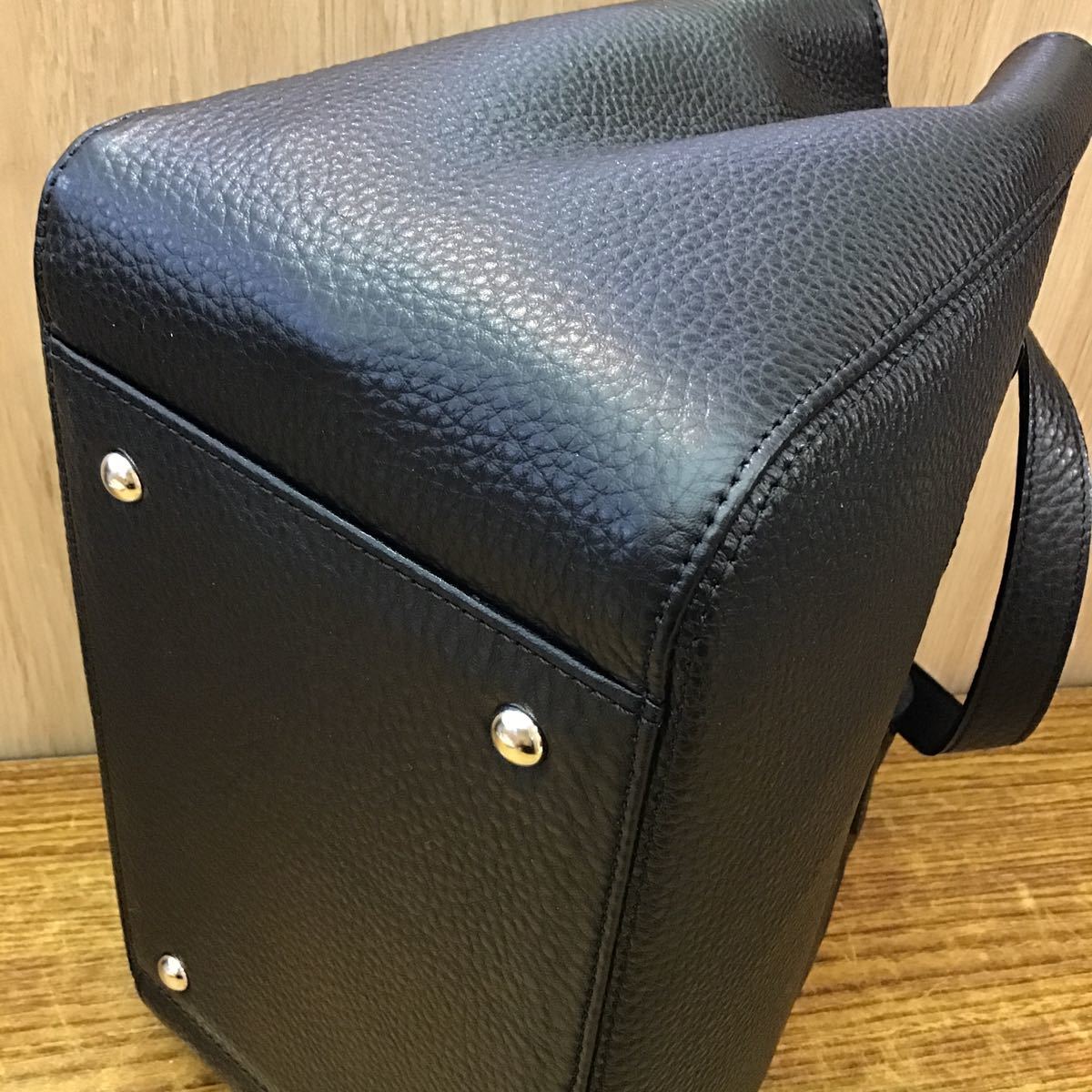 GRES】未使用品☆グレ ミニ トートバッグ ブラック ハンド 本革 レザー 