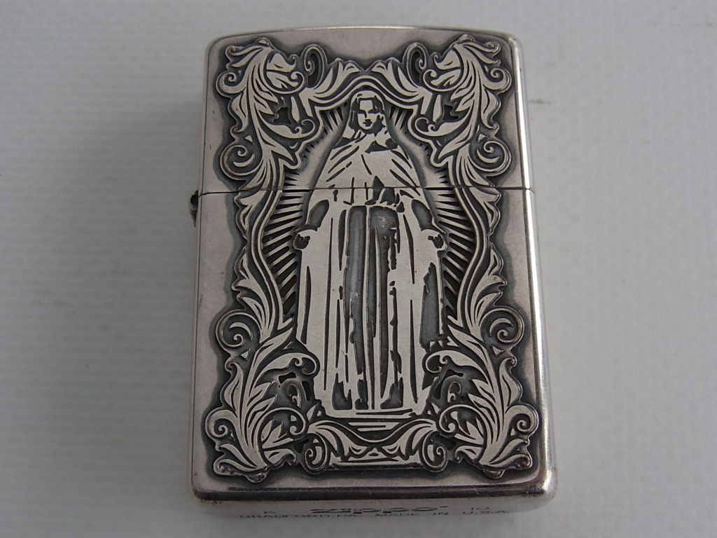 ZIPPO ジッポー☆両面加工 アラベスク マリア クロス 十字架☆シルバー