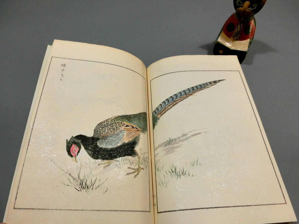 花鳥画譜　天・地　沼田荷舟　【書込みあり】 沼田荷舟◇「花鳥画選 完」◇大正5年 木版和本◇色摺木版画16図◇福羽