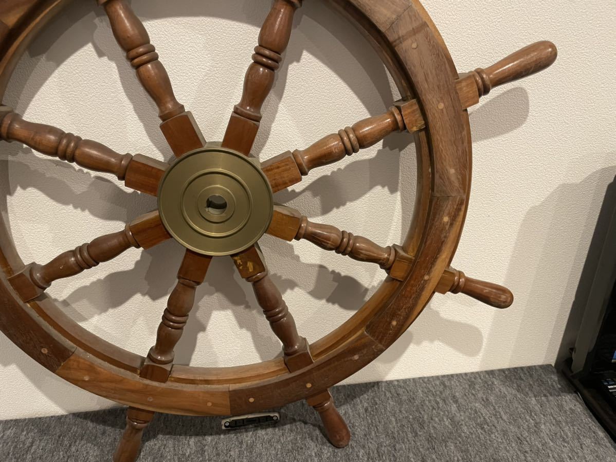 操舵輪　船舵　舵輪　アンティーク　レトロ　ヴィンテージ　古道具　復元 船 舵 インテリア 舵輪 錨 置物 海 海賊 オブジェ アンティーク