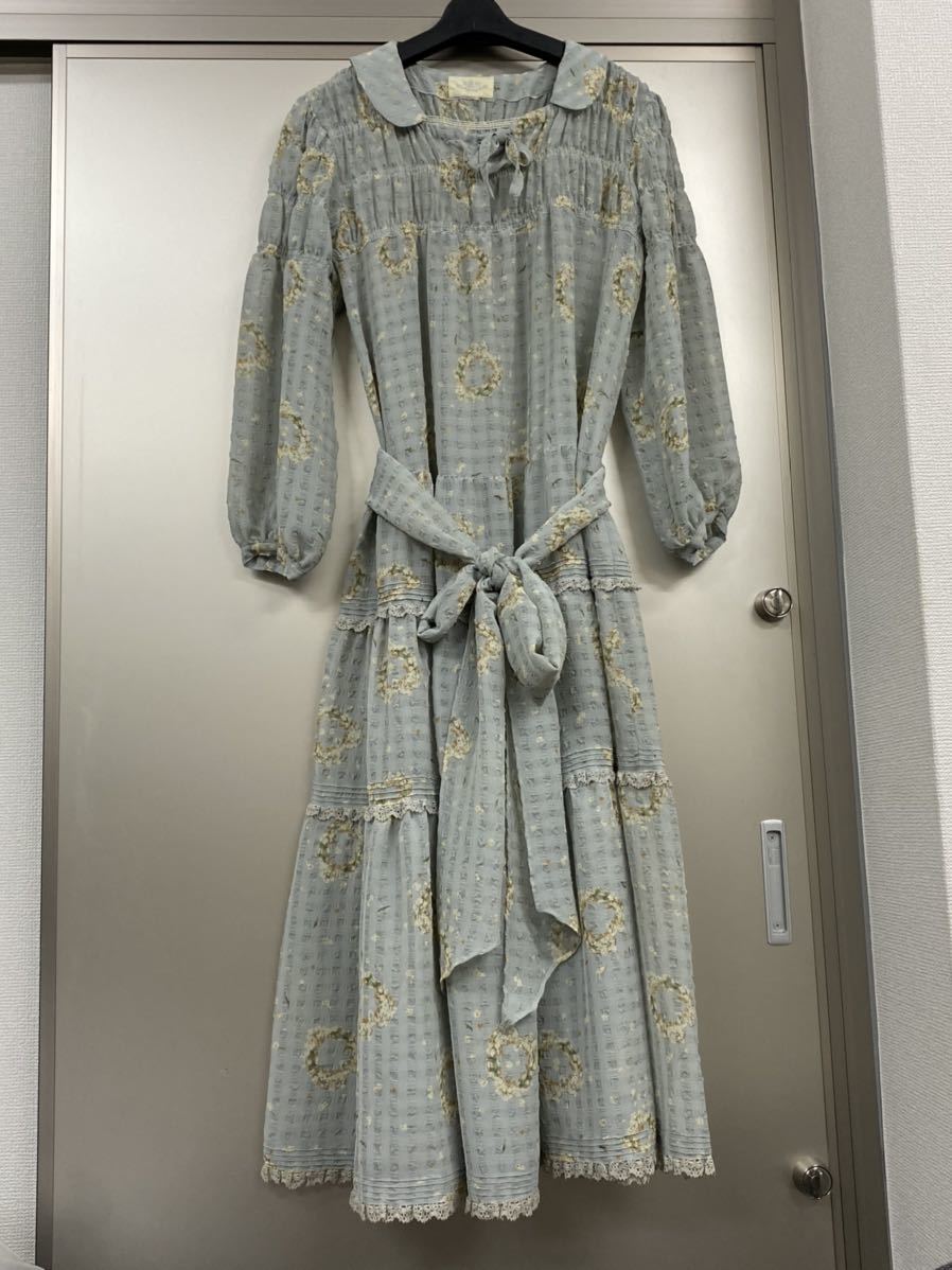 田園詩 長袖ワンピース ロングワンピース 花柄ワンピース サイズM (M  