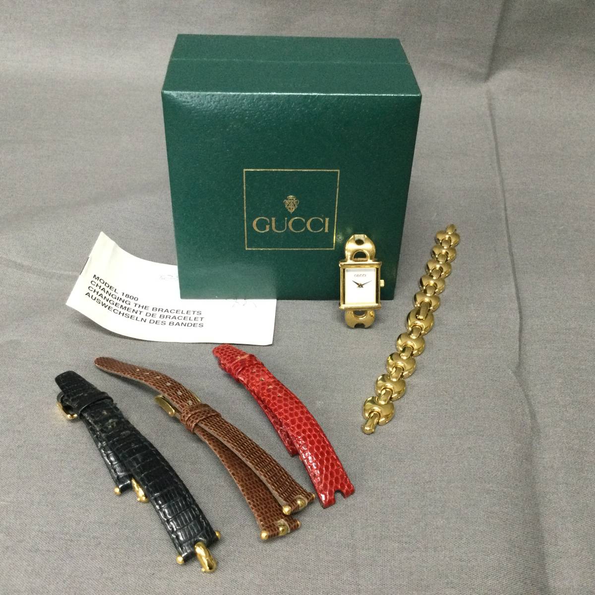 040419 202417 GUCCI グッチ 1800L クォーツ 腕時計 替えベルト付き