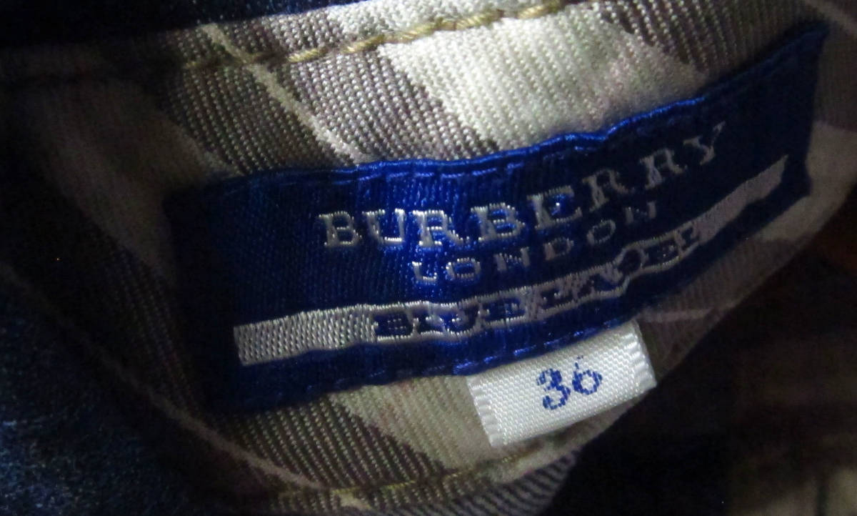 BURBERRY BLUE LABEL ストレッチデニム ワンピース 七分袖 フリル 36