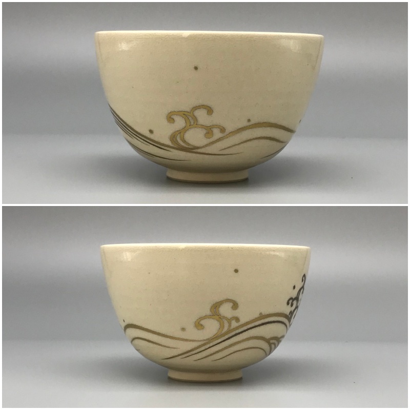 つ　平安清閑寺祥平造　日の出鶴絵　茶碗　共箱 つ 平安清閑寺祥平造 日の出鶴絵 茶碗 共箱 つ様専用 平安清閑寺祥平造