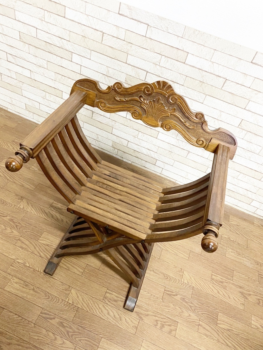 希少品】【美品】サヴォナローラチェア アンティーク椅子 リング装飾