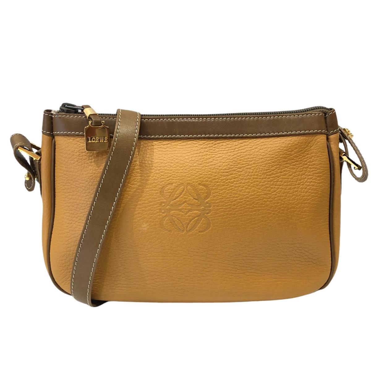 LOEWE ロエベ バッグ レザーx金属素材 ダークブラウンxゴールド