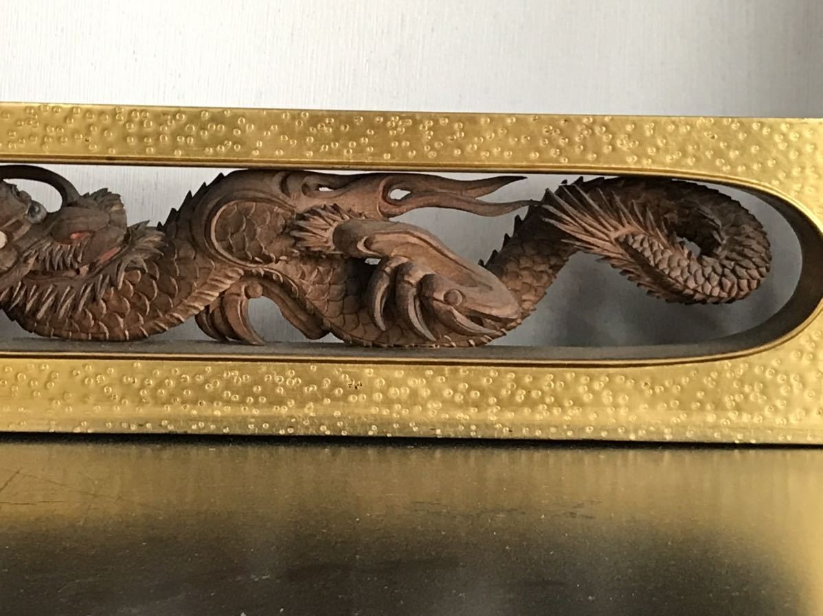 木彫『龍』仏具彫刻 木造龍 欄間 幅約52cm/縦約9.2cm美品(東洋彫刻