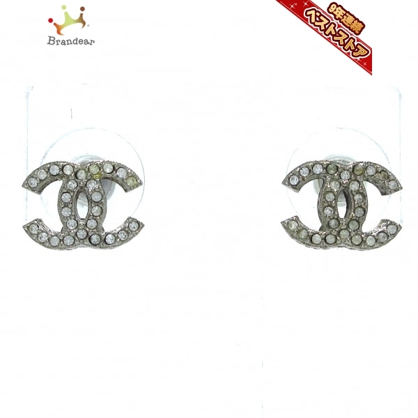 シャネル CHANEL ピアス ココマーク 金属素材×ラインストーン シルバー