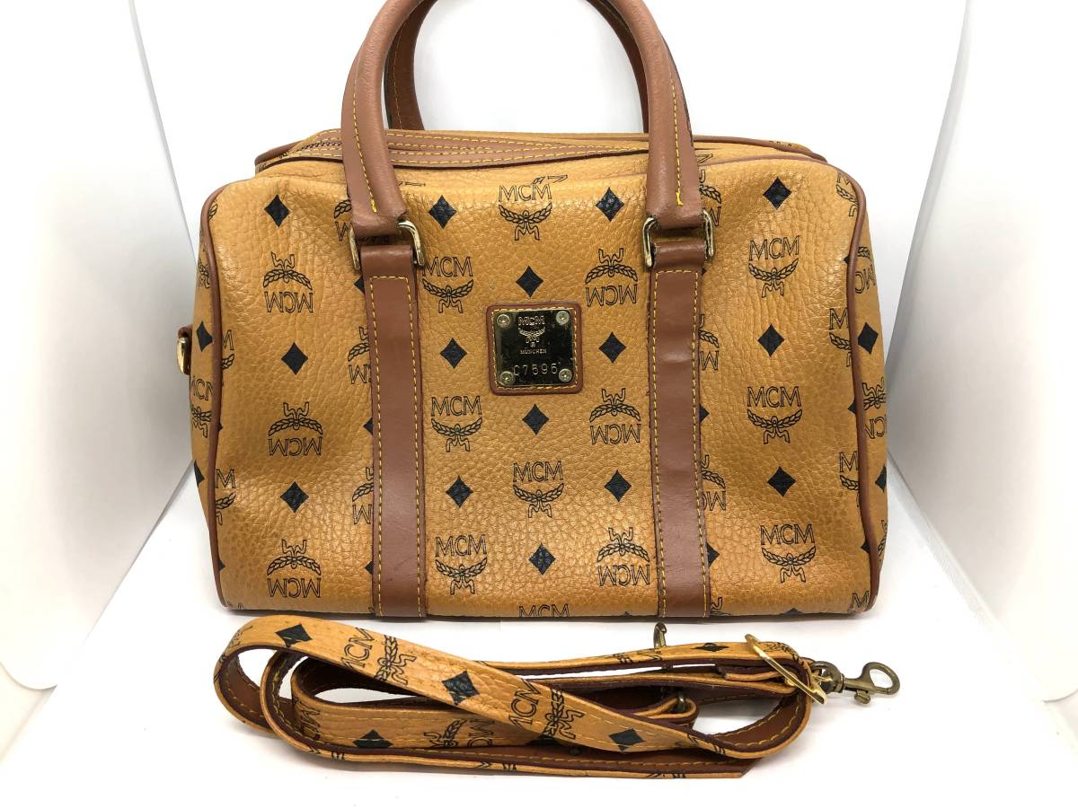 MCM エムシーエム☆2WAY ハンドバッグ ショルダー MCMロゴ レザー 