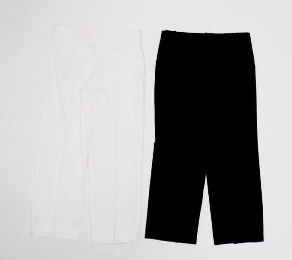 GK5643★2点セット★イタリア製*ヘルノ/HERNO*コットン*ウール*ストレッチ*テーパードパンツ/スラックス*オフホワイト/ブラック*46