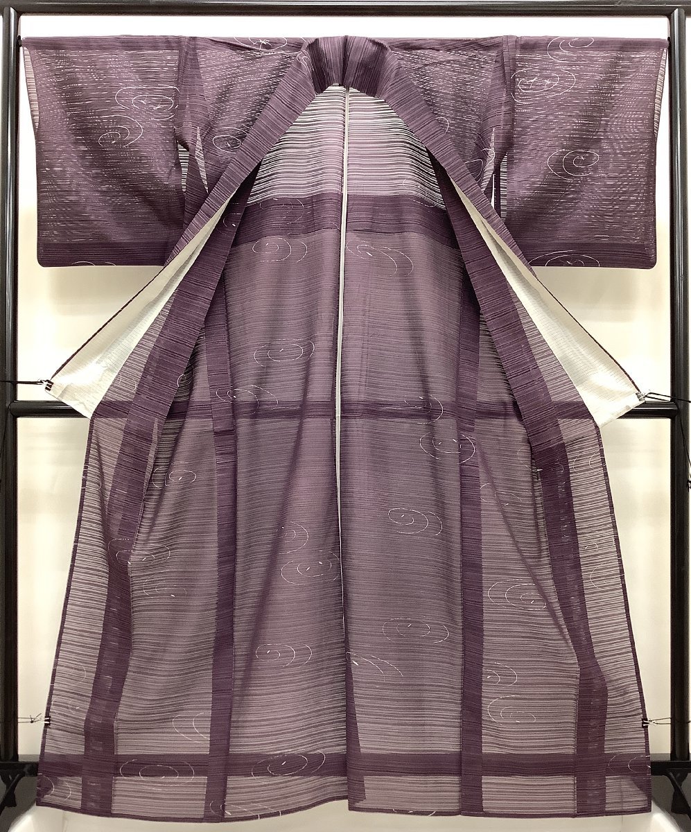 きものcocon★小紋★絽/夏着物/単衣/身丈162/裄68/正絹/紫系【4-27-3K-1262-i】 絽 小紋単衣 夏着物 [夏きもの] 小紋着物単品ダスティカラー 特選絽江戸小紋