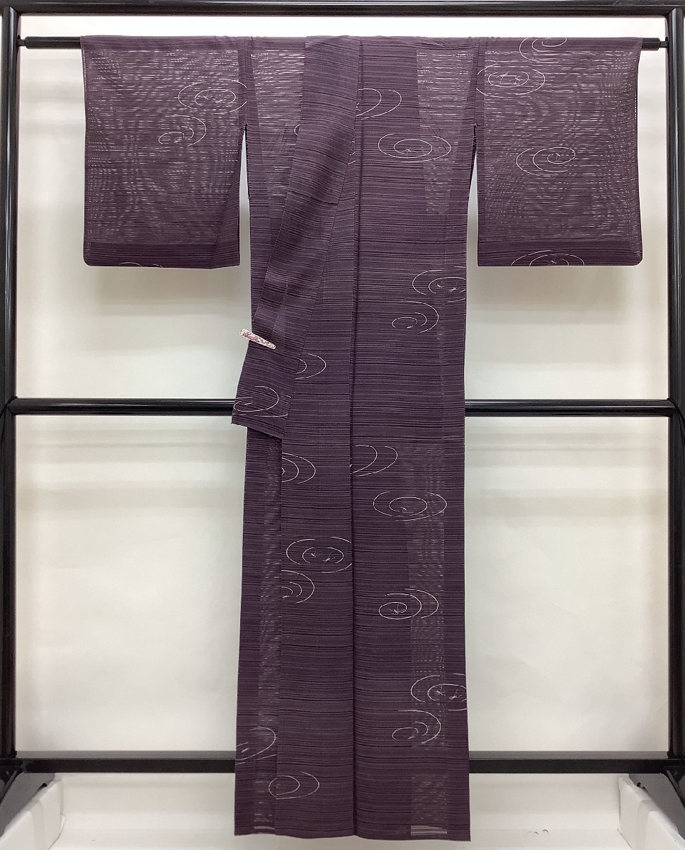 きものcocon★小紋★絽/夏着物/単衣/身丈162/裄68/正絹/紫系【4-27-3K-1262-i】 絽 小紋単衣 夏着物 [夏きもの] 小紋着物単品ダスティカラー 特選絽江戸小紋