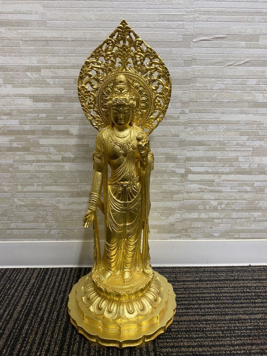 大仏師　松久宗琳作　ブロンズ　瑠璃観音像　仏像　高さ約35.5cm　HR5873 大仏師松久宗琳作ブロンズ瑠璃観音像仏像高さ約35.5cmHR5873