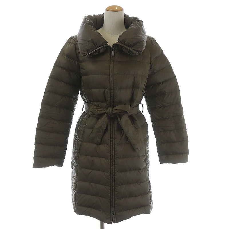 マックスマーラ ウィークエンドライン MAX MARA WEEKEND LINE ダウンコート ロング丈 ベルト イタリア製 38 S カーキ WEEKEND マックスマーラ MAX ノーカラーコート ウィークエンドマックスマーラ タグ付き