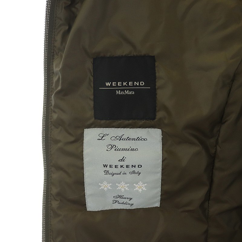 マックスマーラ ウィークエンドライン MAX MARA WEEKEND LINE ダウンコート ロング丈 ベルト イタリア製 38 S カーキ WEEKEND マックスマーラ MAX ノーカラーコート ウィークエンドマックスマーラ タグ付き