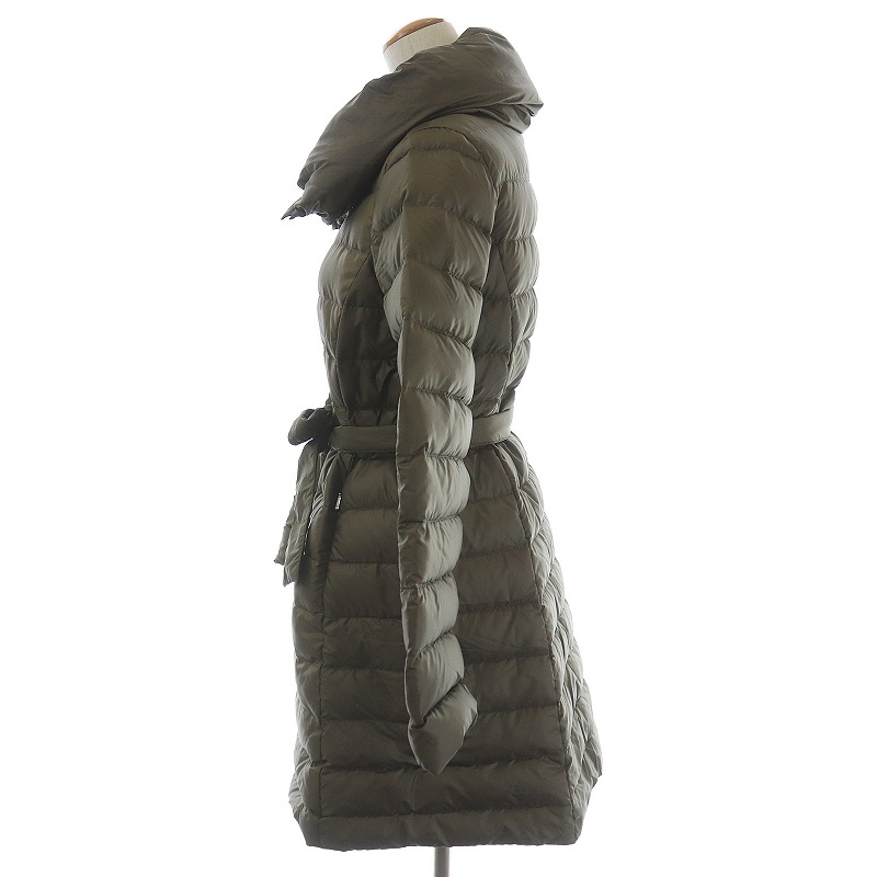マックスマーラ ウィークエンドライン MAX MARA WEEKEND LINE ダウンコート ロング丈 ベルト イタリア製 38 S カーキ WEEKEND マックスマーラ MAX ノーカラーコート ウィークエンドマックスマーラ タグ付き