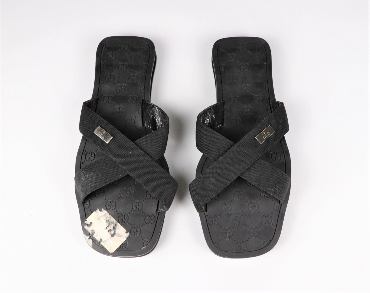 サイズ42 / 27cm 】 GUCCI グッチ メンズ ビーチサンダル ブラック