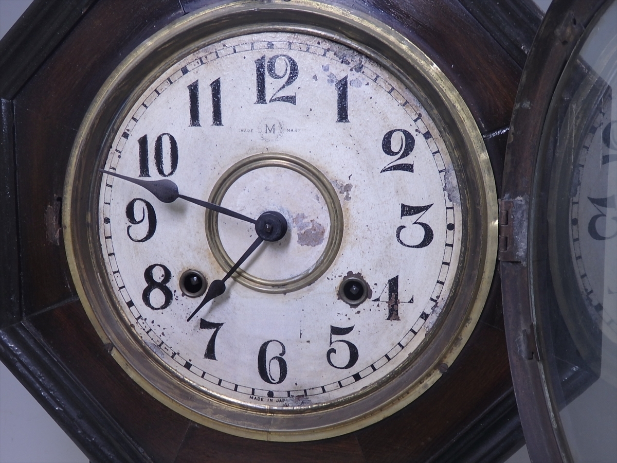 ○AICHIKEN CLOCK MAKERS 'UNION'S MARK 柱時計【八角尾長ゼンマイ式