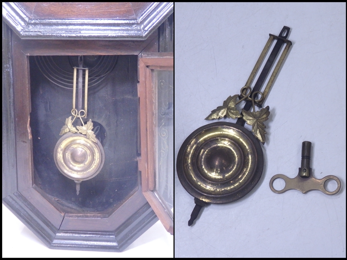 ○AICHIKEN CLOCK MAKERS 'UNION'S MARK 柱時計【八角尾長ゼンマイ式