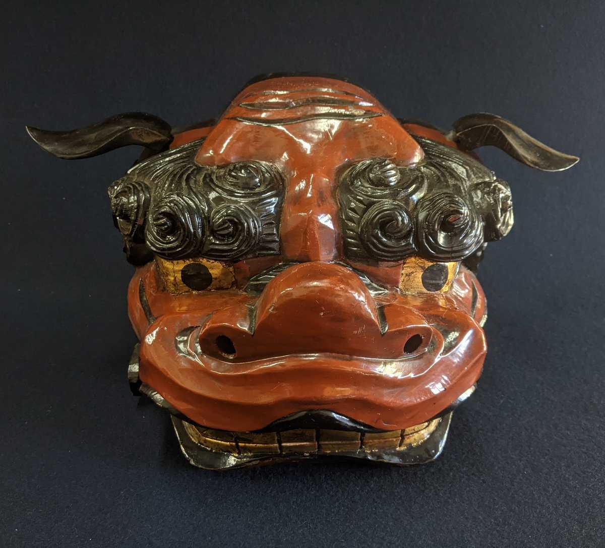 A-2 希少 木彫り 獅子頭 獅子舞 オブジェ プリミティブ 民芸品 昭和