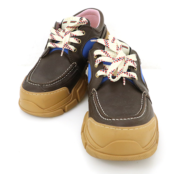 グッチ GUCCI ダットスニーカー メンズ ブラウン ブルー ピンク 表記 