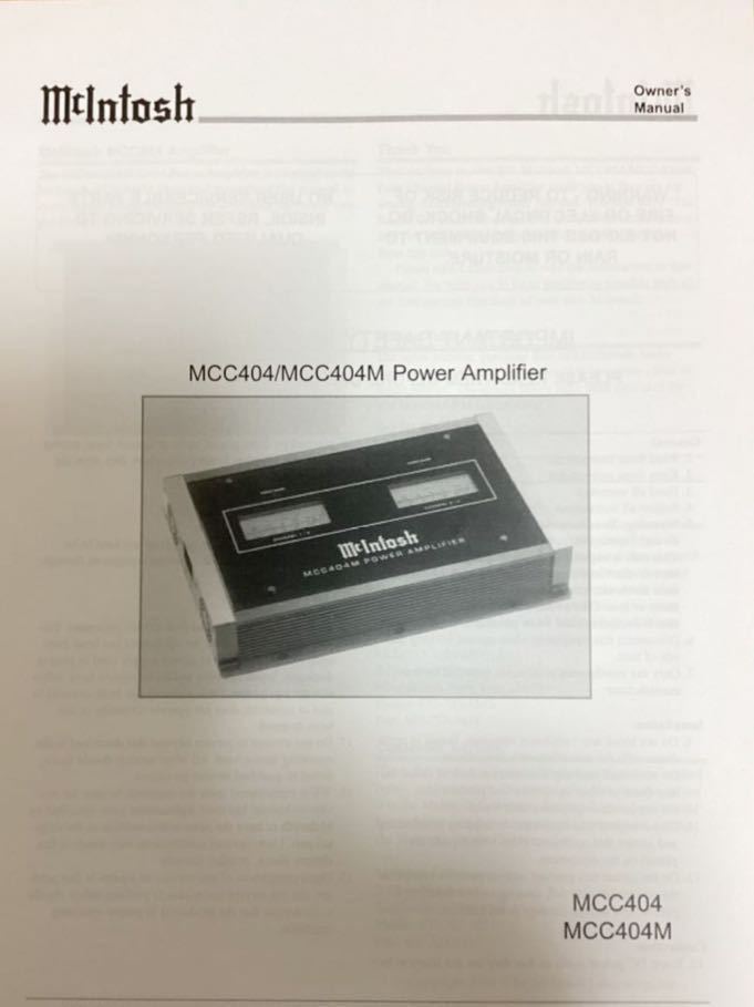安い オンライン 買取 Mcintosh/マッキントッシュ MCC404Mアンプ中古