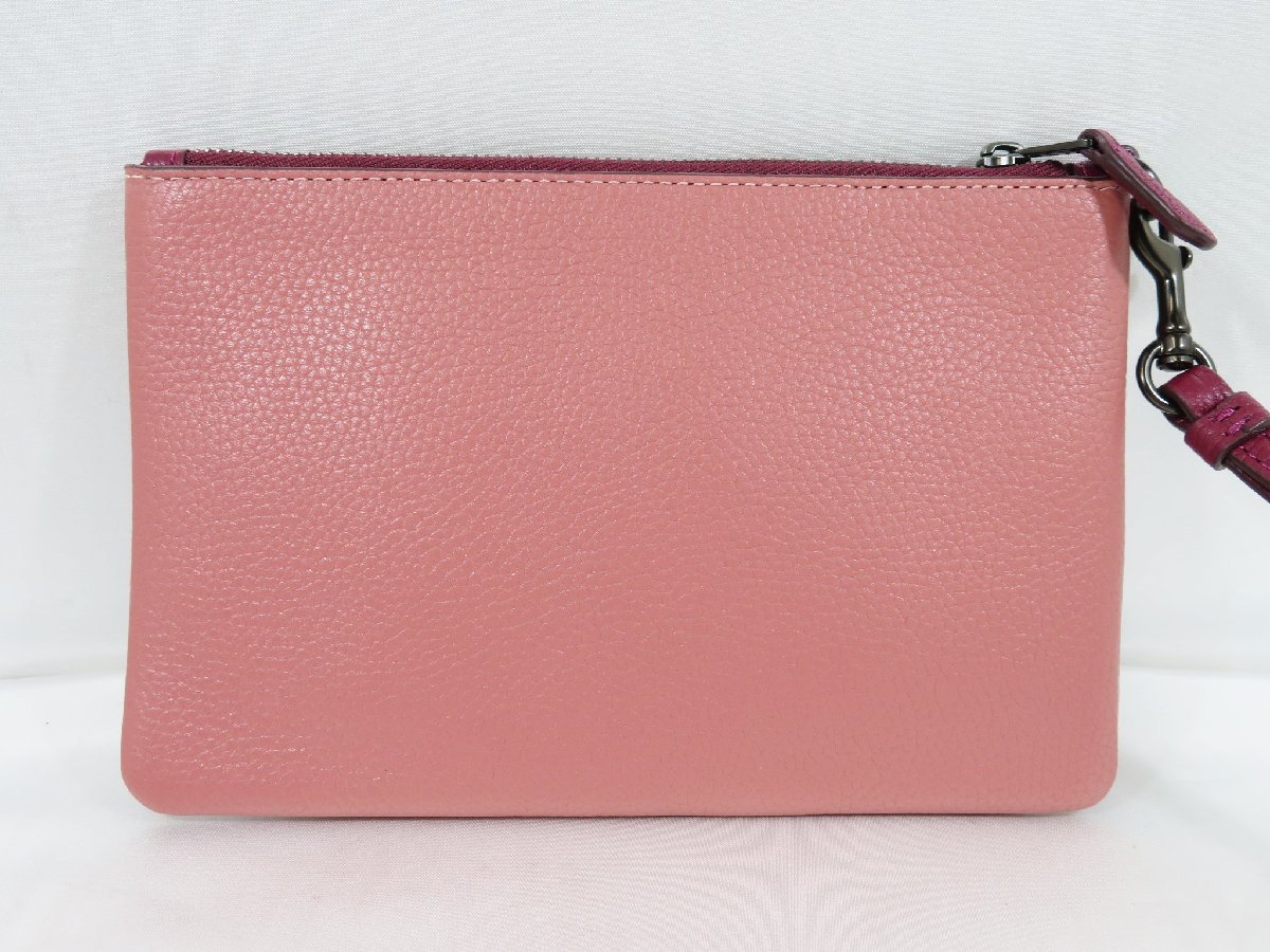◇未使用 COACH コーチ レキシー レザー ポーチ C1216 サーモンピンク 