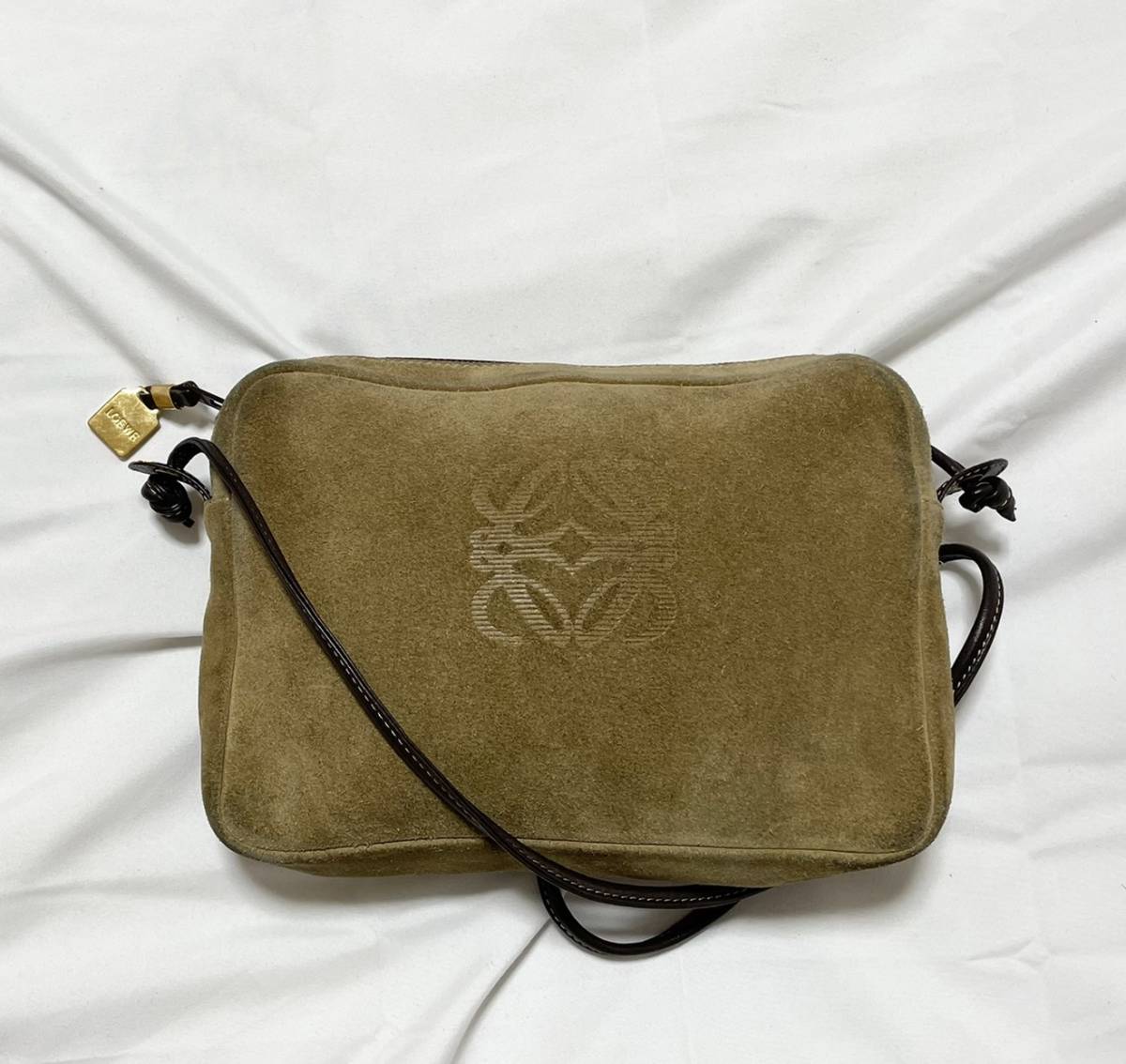 スペイン製 ヴィンテージ LOEWE ロエベ アナグラム 型押し ショルダー 