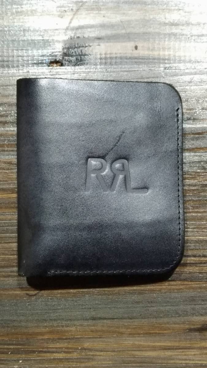 1円スタート DOUBLE RL 【未使用美品】 RRL ブラックレザーウォレット 