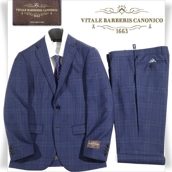 【品質保証，2025】 1円 定価9.3万 イタリア生地 カノニコ CANONICO 春夏 ウール毛 チェック二つ釦スーツ 92A5 ネイビー ノータック 本物 9619(Mサイズ)｜売買されたオークション情報、yahooの商品情報をアーカイブ公開 Mサイズ