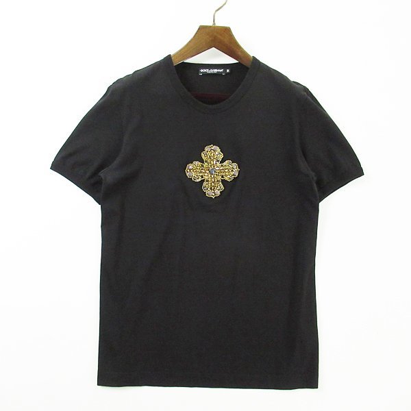 【安い，人気セール】 r4a050909 DOLCE&GABBANA ドルチェ＆ガッバーナ メタルビーズクロス Tシャツ 黒 メンズ 50(50)｜売買されたオークション情報、yahooの商品情報をアーカイブ公開 - オークファン 男性用