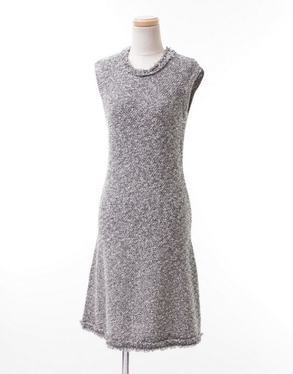 GK6856▼未使用/定価4.6万円▼セオリーリュクス/theory luxe*ノースリーブ 膝丈 ニットワンピース*コットン混*ラメ混*グレー系*size30