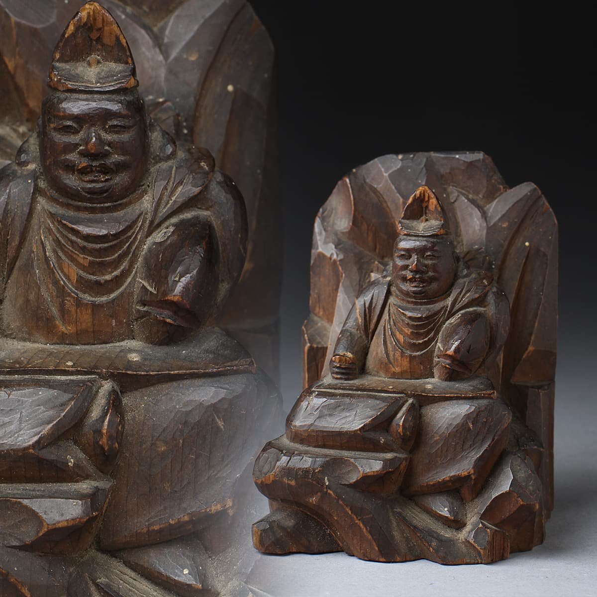 BK578　東洋彫刻　仏教美術　彫工 平野 銘 　大黒像　木彫　置物　財運 木彫 仏像 Collection 台無し 恵比寿・大黒天 せいよじかん｜一般社団