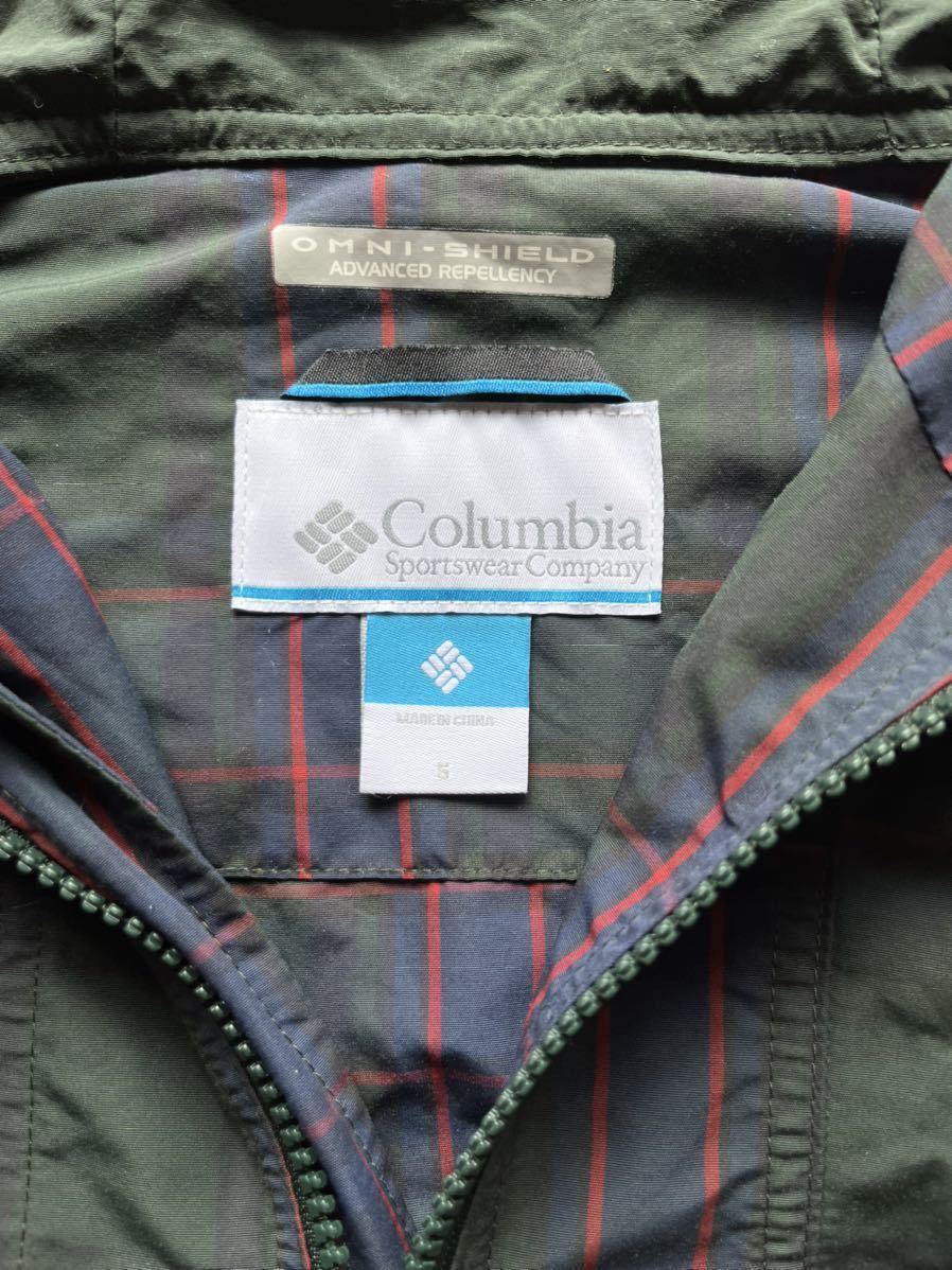 Columbia レディース S チェック 柄 ナイロンパーカー / コロンビア 緑